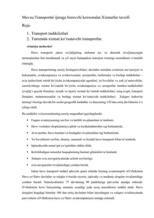 Havo transportining xizmatlariga oid korxonalardagi fuqarolar uchun xizmatlar.