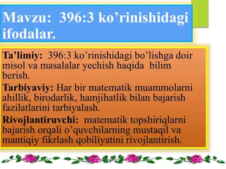396:3-ko’rinishidagi ifodalar
