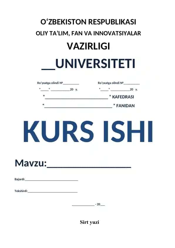 Kurs ishi: Sirt yuzlari nazariyasi hisobining oʻrganilishi