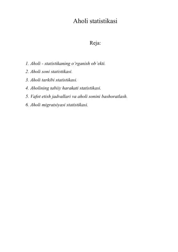 Aholi statistikasi