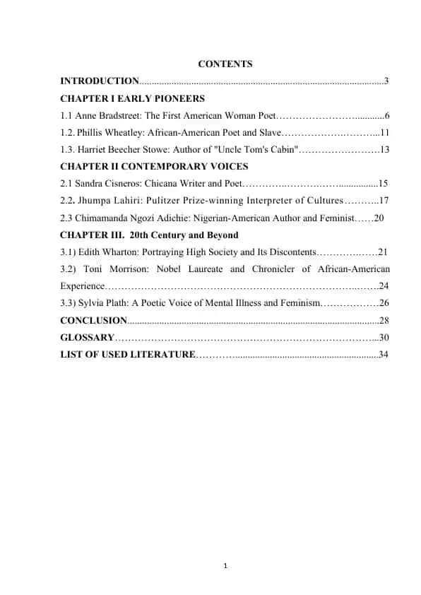 The Role of Women Writers in American Literature (Course Paper)