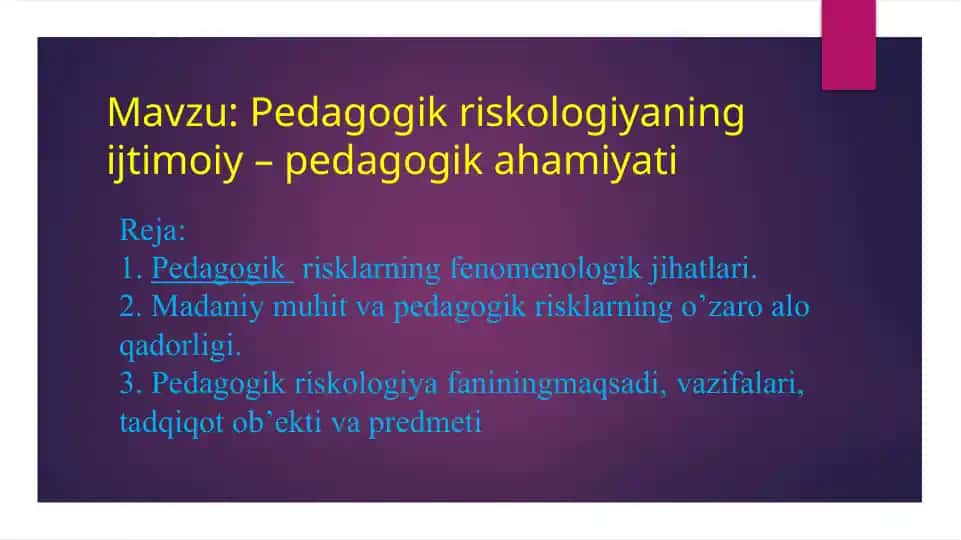 Pedagogik Riskologiya