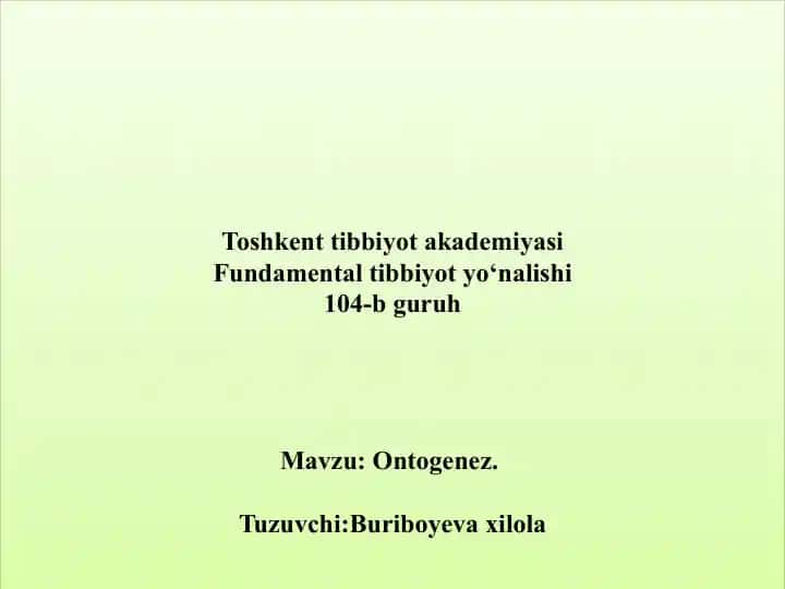 Ontogenez
