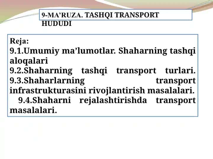Shaharning Tashqi Transport Hududi