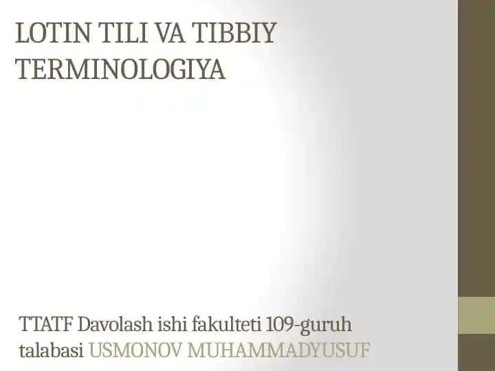 Lotin tili va tibbiy terminologiya