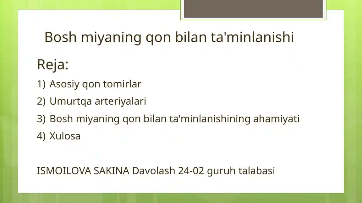 Bosh miyaning qon bilan ta'minlanishi