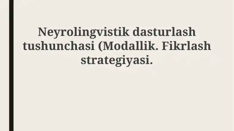 Neyrolingvistik dasturlash tushunchasi