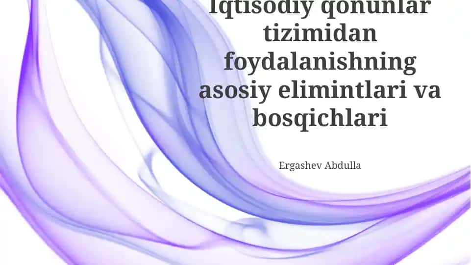 Iqtisodiy qonunlar tizimidan foydalanishning asosiy elementlari va bosqichlari