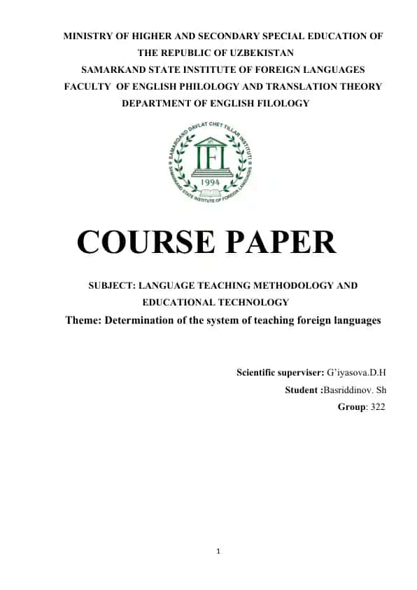Course Paper on Language Teaching Methodology and Educational Technology
