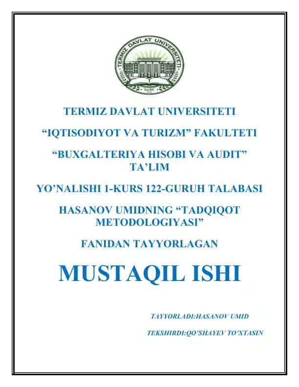 "Tadqiqot Metodologiyasi"