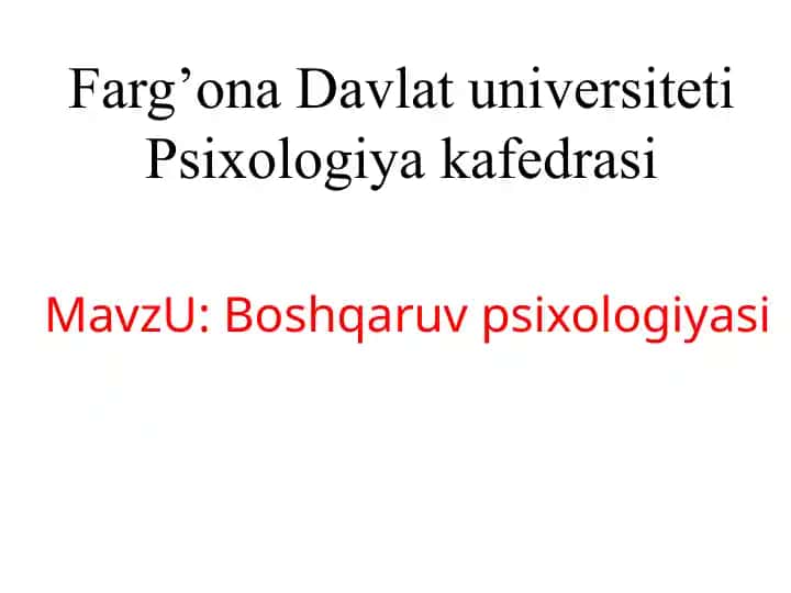 Boshqaruv psixologiyasi