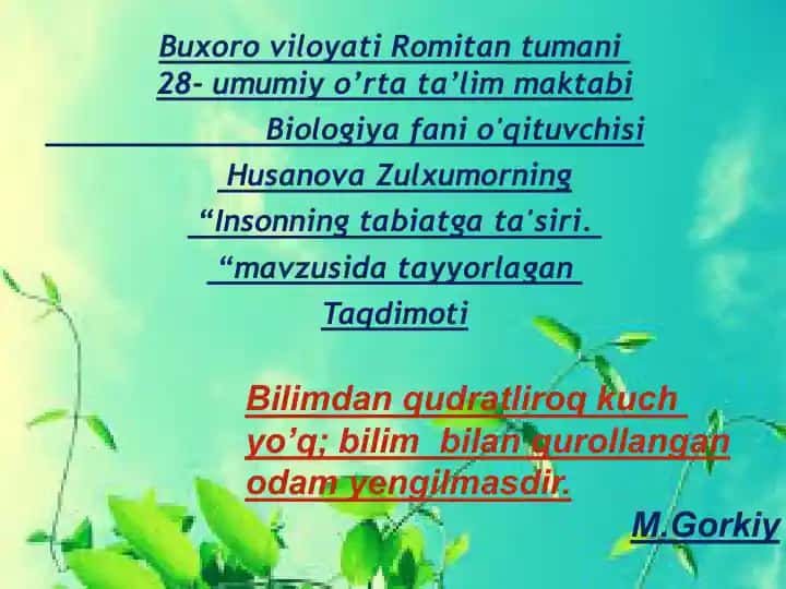 Insonning tabiatga ta'siri