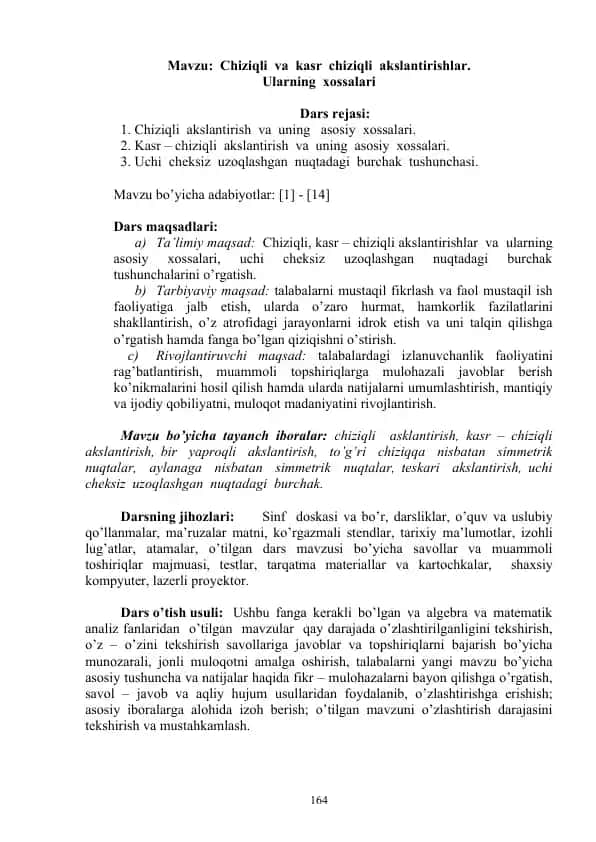 Chiziqli va kasr chiziqli akslantirishlar
