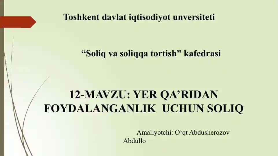 Yer qa’ridan foydalanaganlik uchun soliq