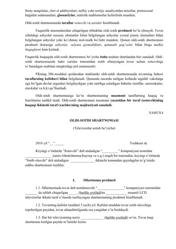 Oldi-sotdi shartnomasi