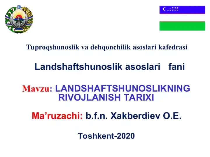 Landshaftshunoslik va dehqonchilik asoslari kafedrasi