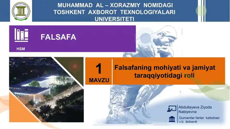 Falsafaning mohiyati va jamiyat taraqqiyotidagi roli