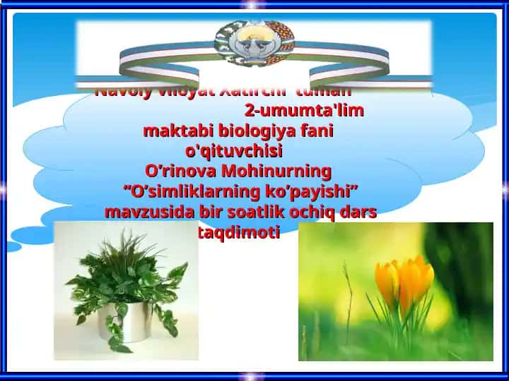 "O’simliklarning ko’payishi" mavzusida bir soatlik ochiq dars taqdimoti