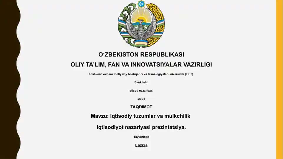 Iqtisodiy tuzumlar va mulkchilik