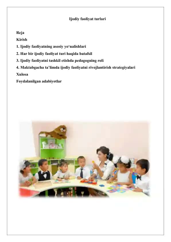 Ijodiy faoliyat turlari
