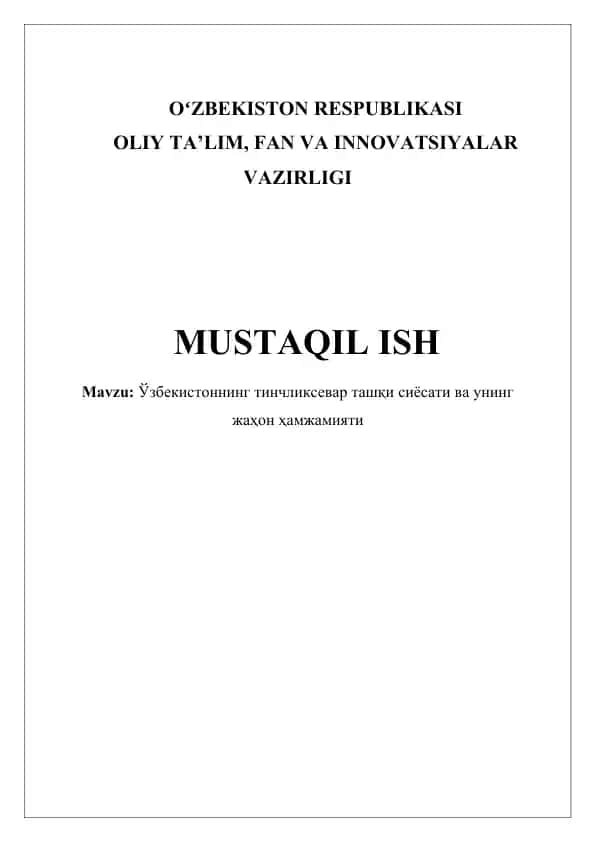 O'zbekistonning tashqi siyosati