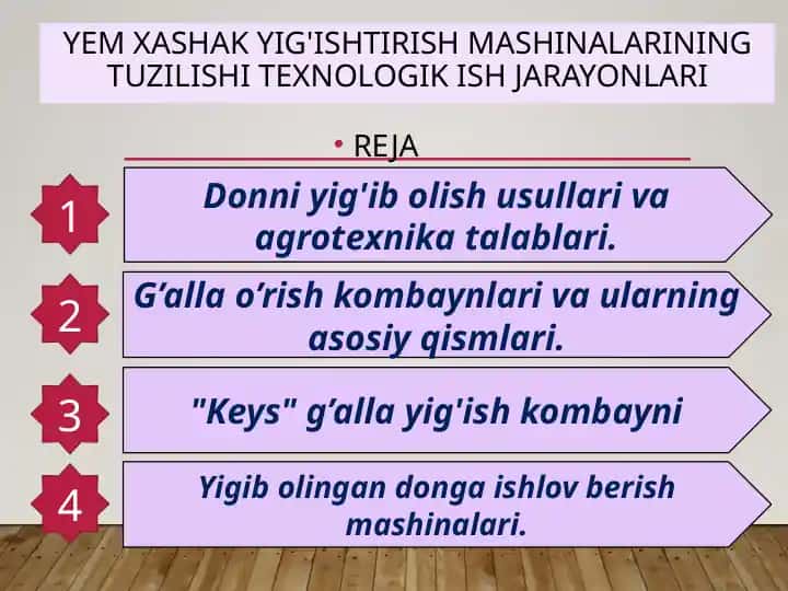 Yemxashakyig'ishtirishmashinalarining tuzilishi texnologik jarayonlari