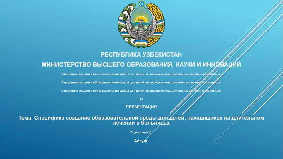 Специфика создание образовательной среды для детей, находящихся на длительном лечении в больницах