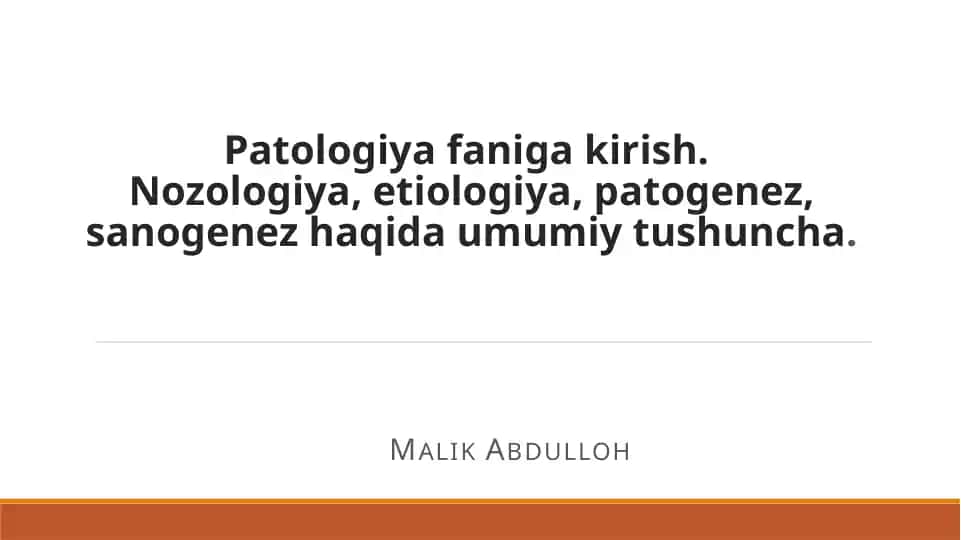 Patologiya faniga kirish