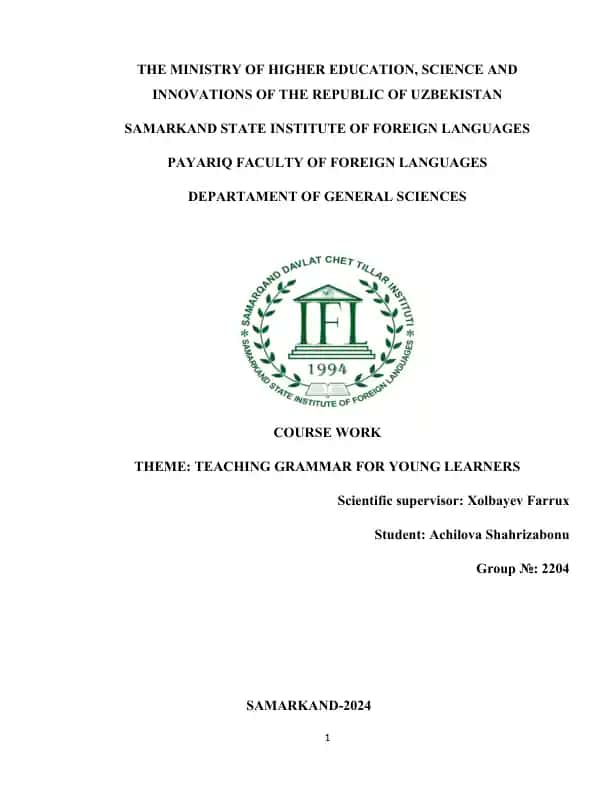 Teaching Grammar for Young Learners (Course Work)