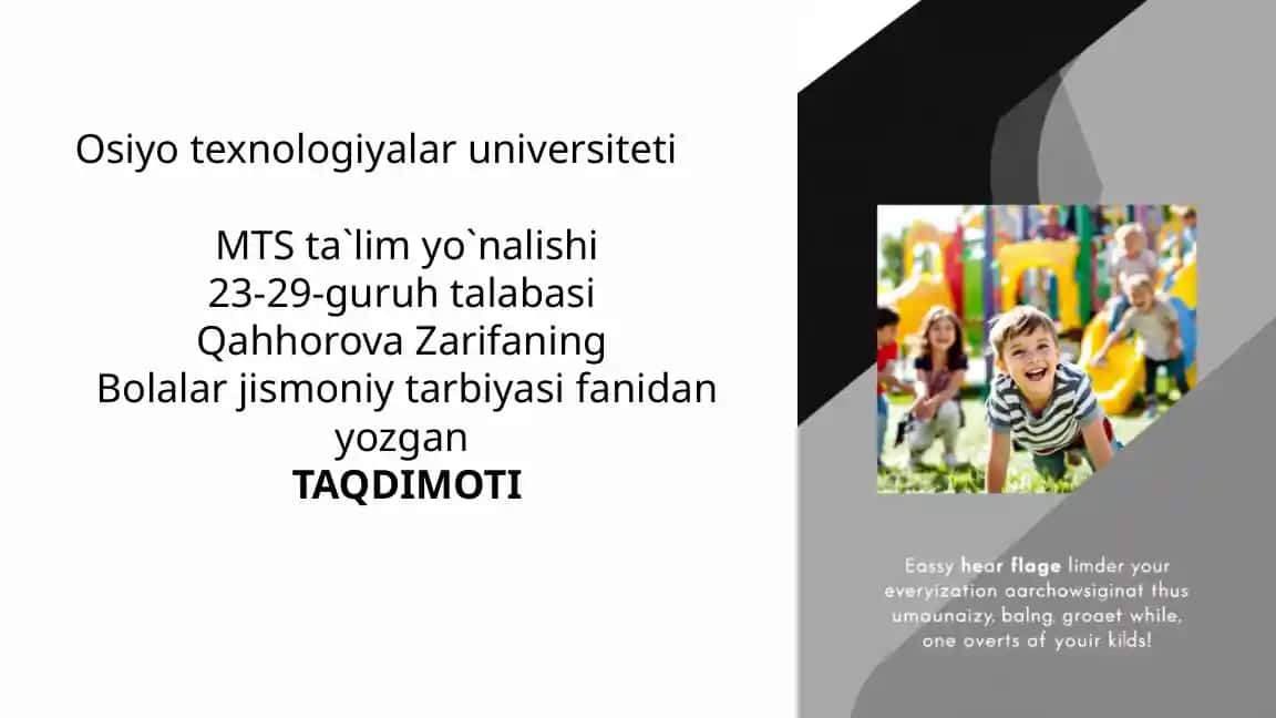 Maktabgacha ta’lim muassasalarida Jismoniy Tarbiyani Tashkil Etish