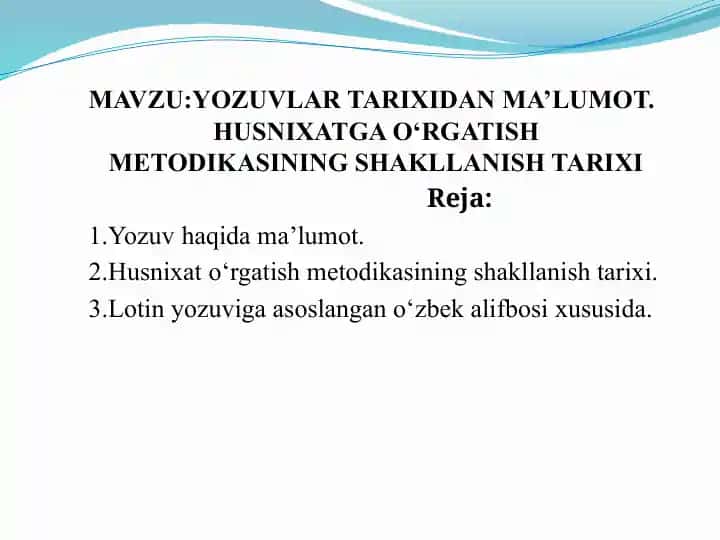 Husnixatga o‘rgatish metodikasi