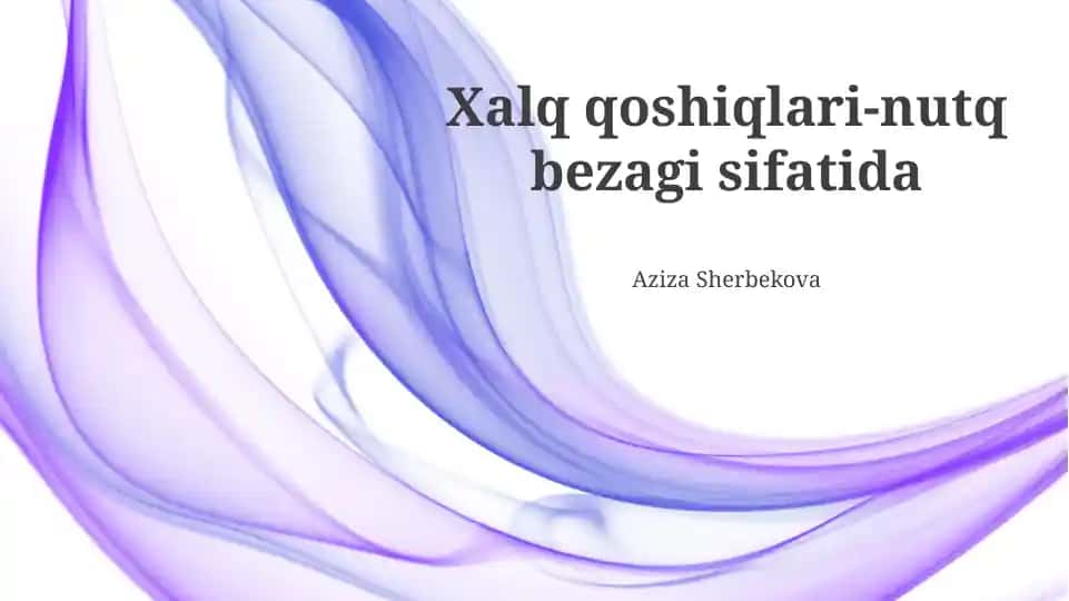 Xalq qo'shiqlari-nutq bezagi sifatida
