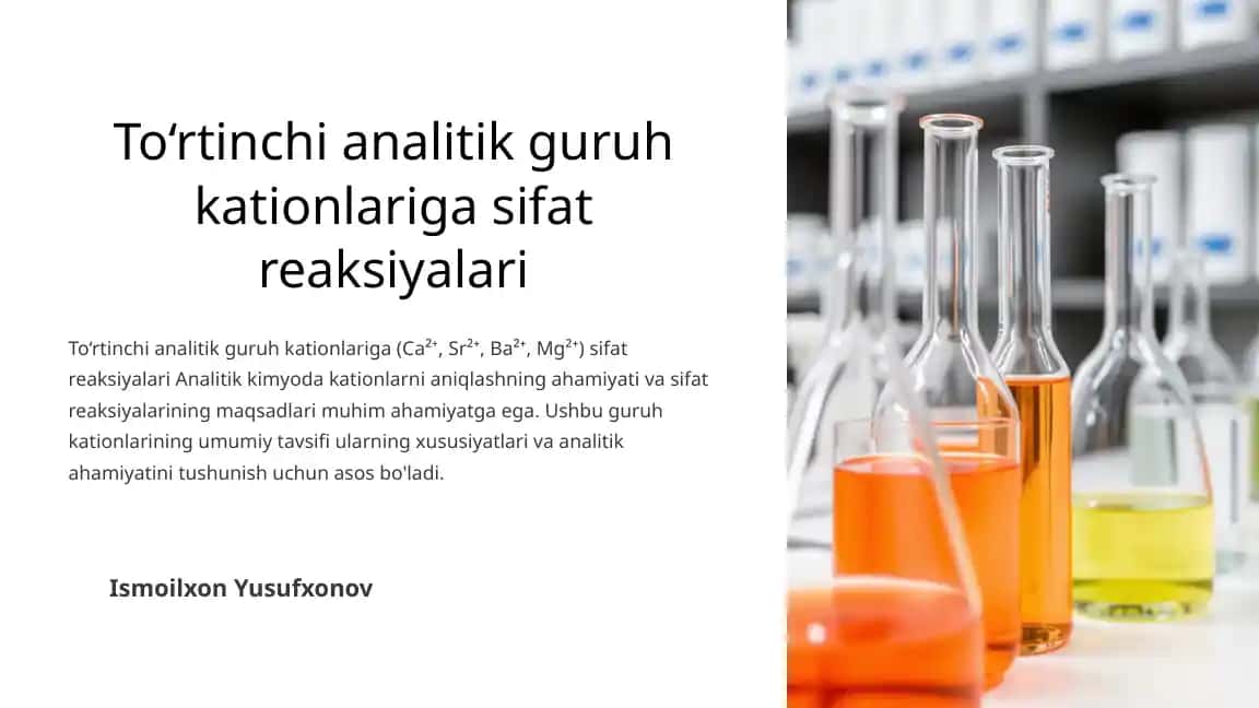 To‘rtinchi analitik guruh kationlariga sifat reaksiyalari