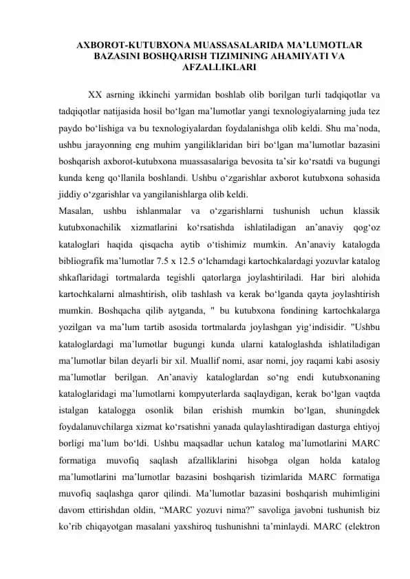 Ma'lumotlar Bazasini Boshqarish Tizimi