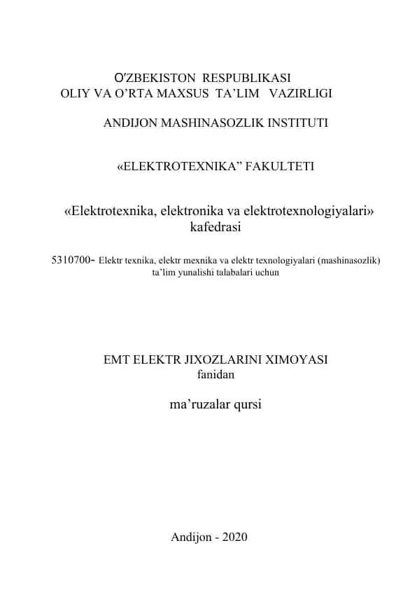 EMT ELEKTR JIXOZLARINI XIMOYASI