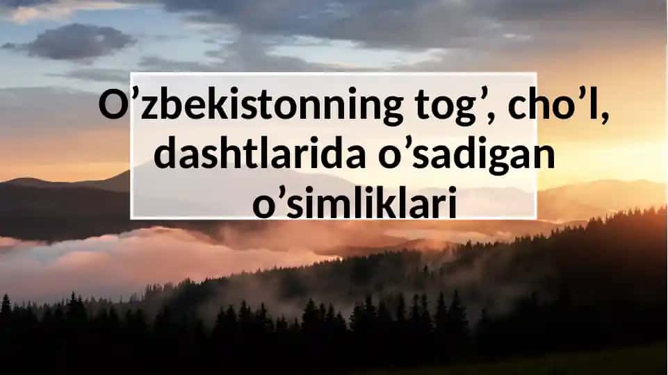 O’zbekistonning tog’, cho’l, dashtlarida o’sadigan o’simliklari