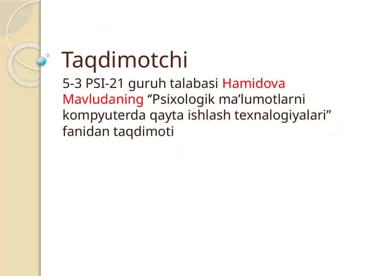 Psixologik ma'lumotlar kompyuterda qayta ishlash texnologiyalari