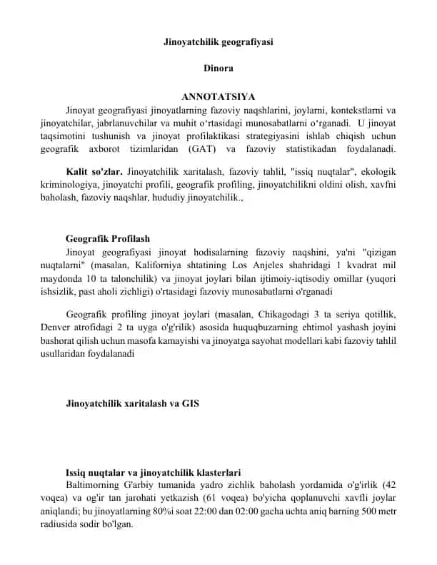 Jinoyatchilik geografiyasi