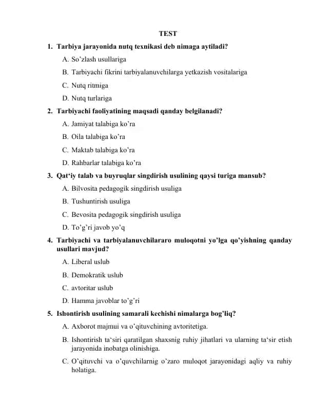 Tarbiya jarayonida nutq texnikasi