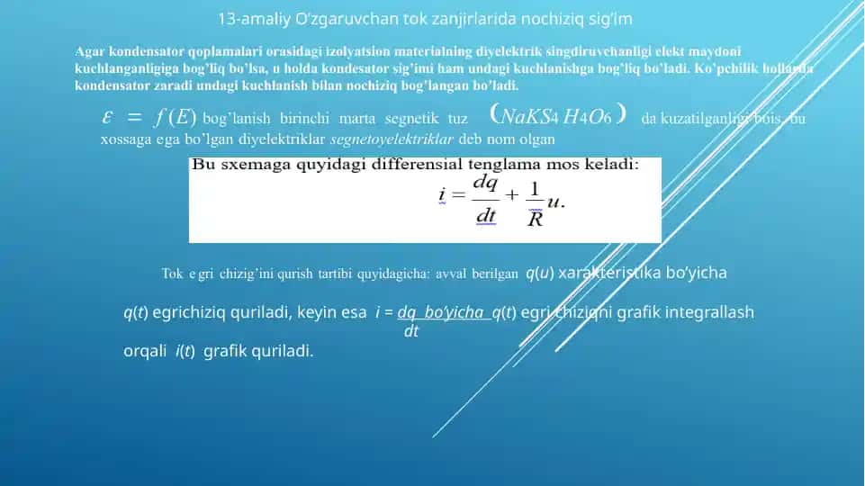 Kondensatorlar haqida ma'lumot