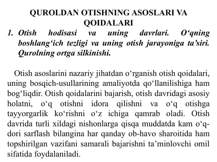 Otishning Asoslari va Qoidalari