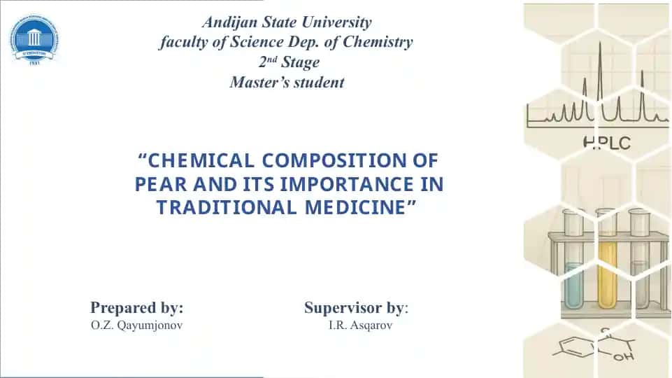 CHEMICAL COMPOSITION OF PEAR AND ITS IMPORTANCE IN TRADITIONAL MEDICINE