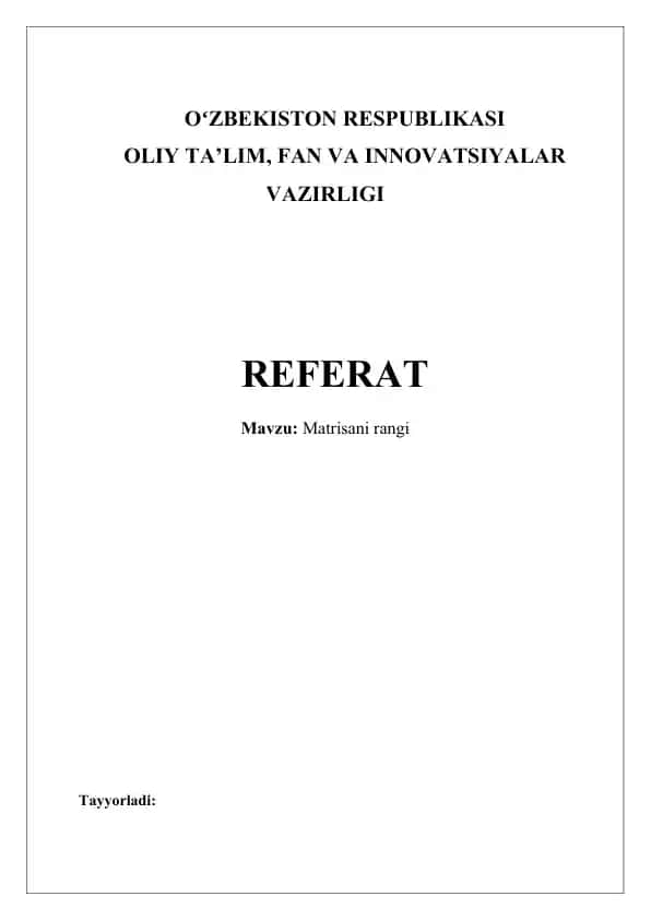 Matrisani ranglar