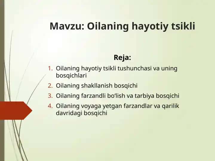 Oilaning hayotiy tsikli