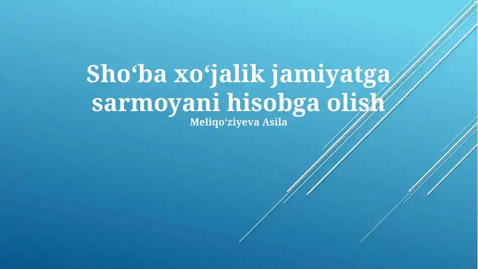 Qiz Korxona Investitsiyalarini Hisobga Olish