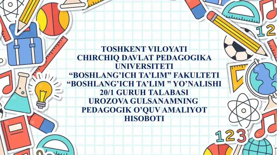PEDAGOGIK O’QUV AMALIYOT HISOBOTI