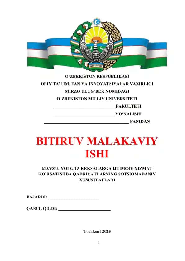 YOLG’IZ KEKSALARGA IJTIMOIY XIZMAT KO’RSATISHDA QADRIYATLARNING SOTSIOMADANIY XUSUSIYATLARI