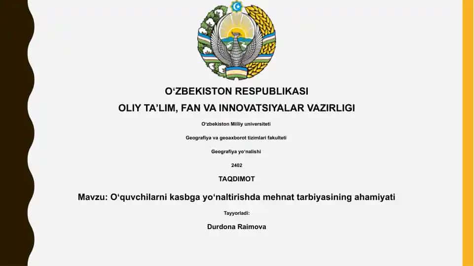 Oʻquvchilarni kasbga yoʻnaltirishda mehnat tarbiyasining ahamiyati