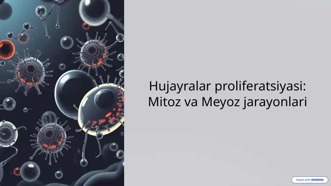 Hujayralar proliferatsiyasi: Mitoz va Meyoz jarayonlari