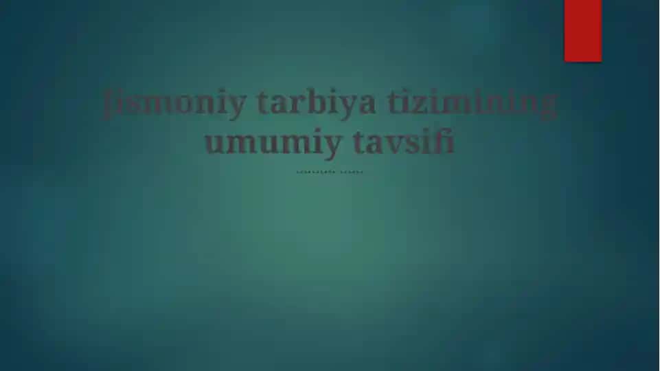 Jismoniy Tarbiya Tizimi